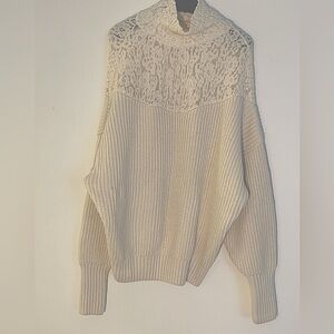 Cream Lace Knit Women's Sweater